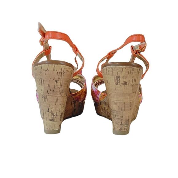 Lane Bryant Tangerine Floral Patterned Wedge Espadrille Sandals Size 10W - Picture 4 of 10